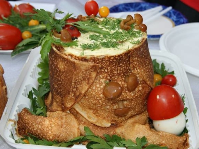 Салат с грибами "Пенек"