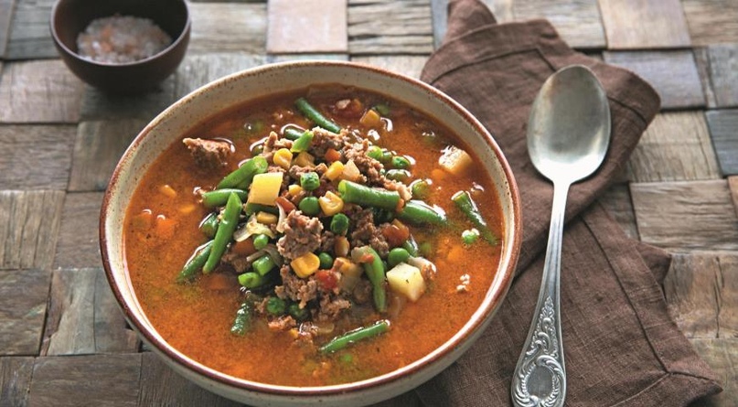 Быстрый и вкусный овощной суп с фаршем