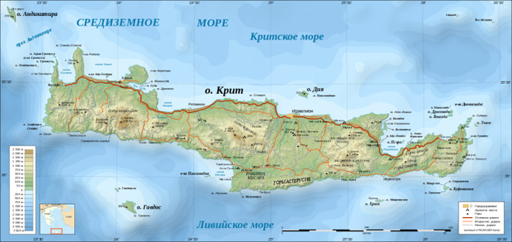 Какое море омывает остров Крит?