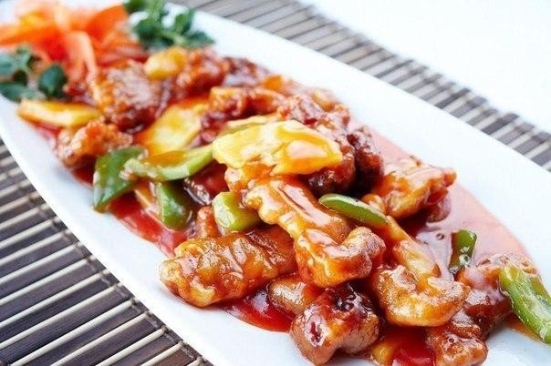 Мясо по-китайски в кисло-сладком соусе