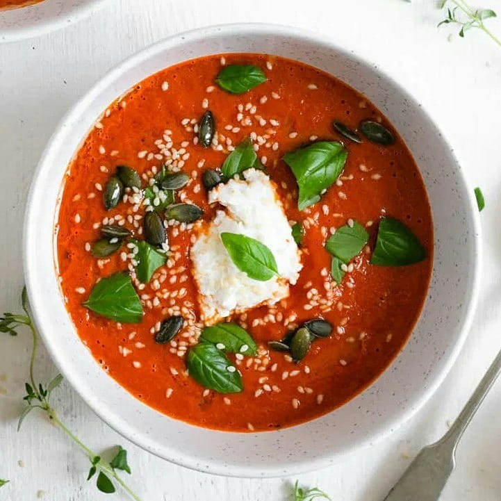 Крем-суп из запеченных томатов и перца