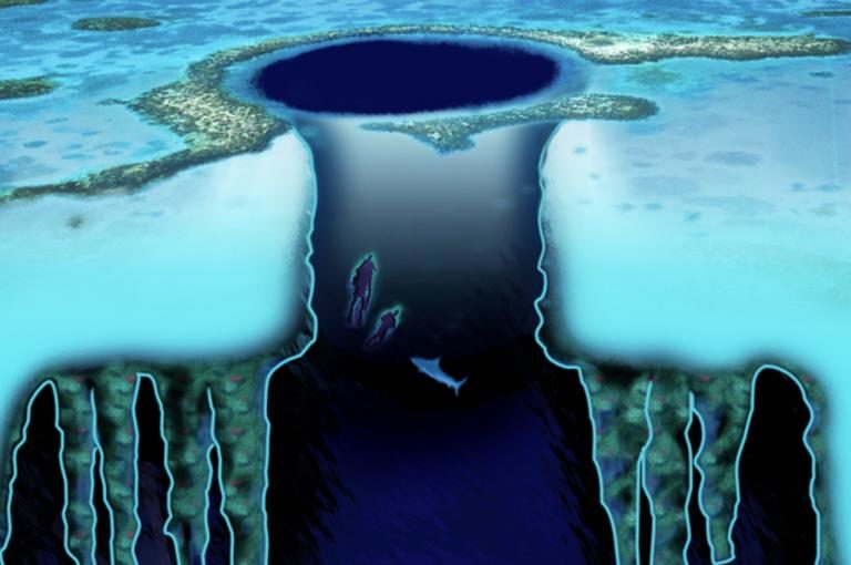 Большая Голубая Дыра в океане – место с подводными пещерами, сталактитами и удивительными рыбами