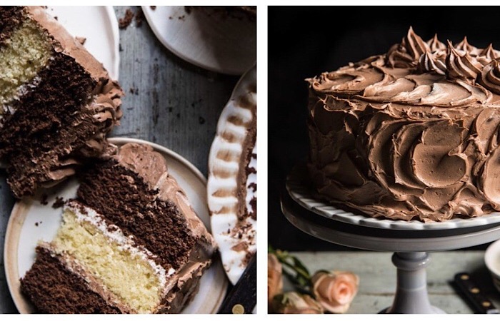 Шоколадно-ванильный бисквитный торт