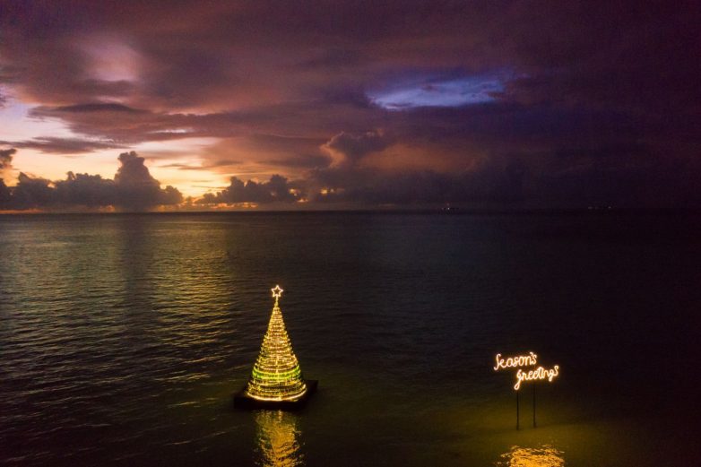 На Мальдивах установили экологичную рождественскую ёлку